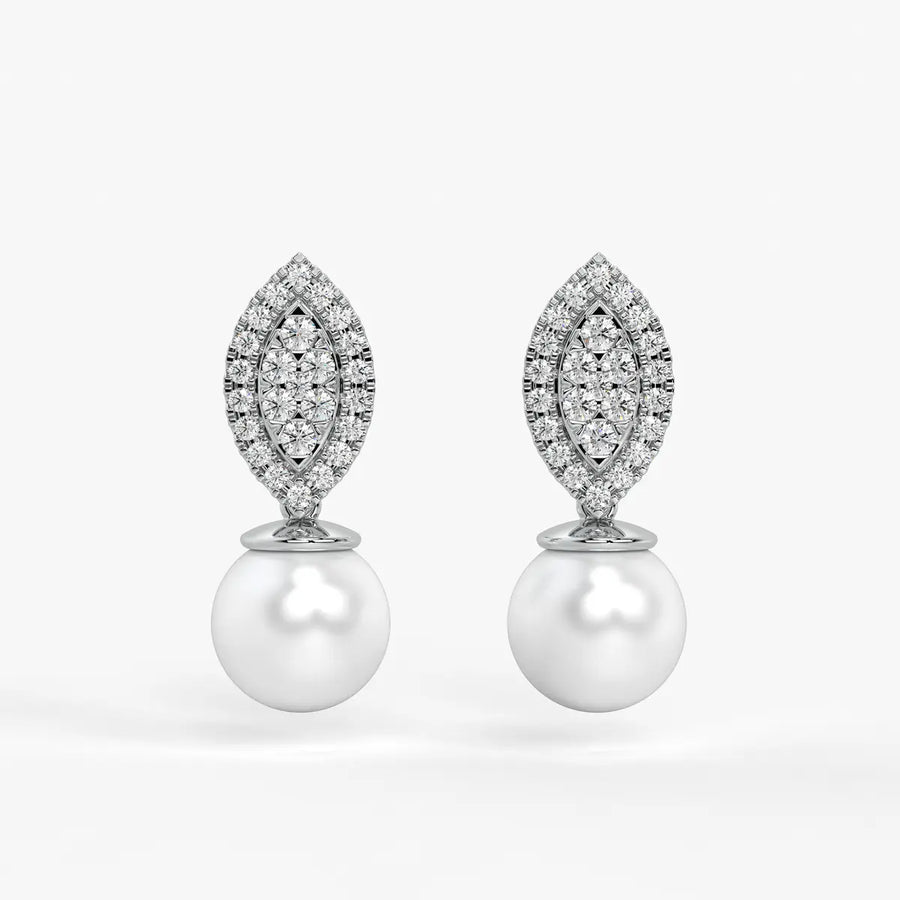 Marquise Cluster Pearl Drop Earrings