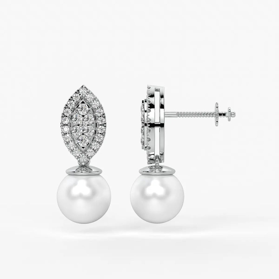 Marquise Cluster Pearl Drop Earrings