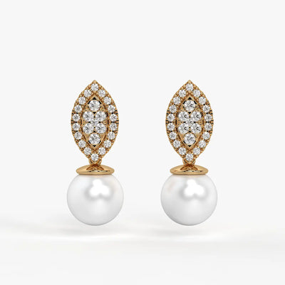Marquise Cluster Pearl Drop Earrings