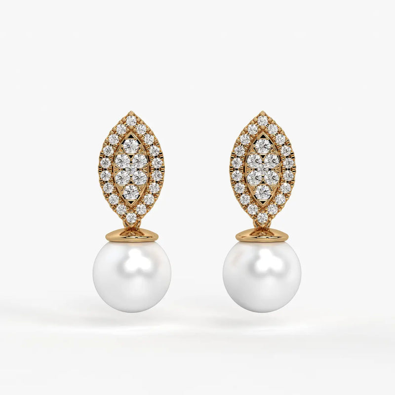 Marquise Cluster Pearl Drop Earrings