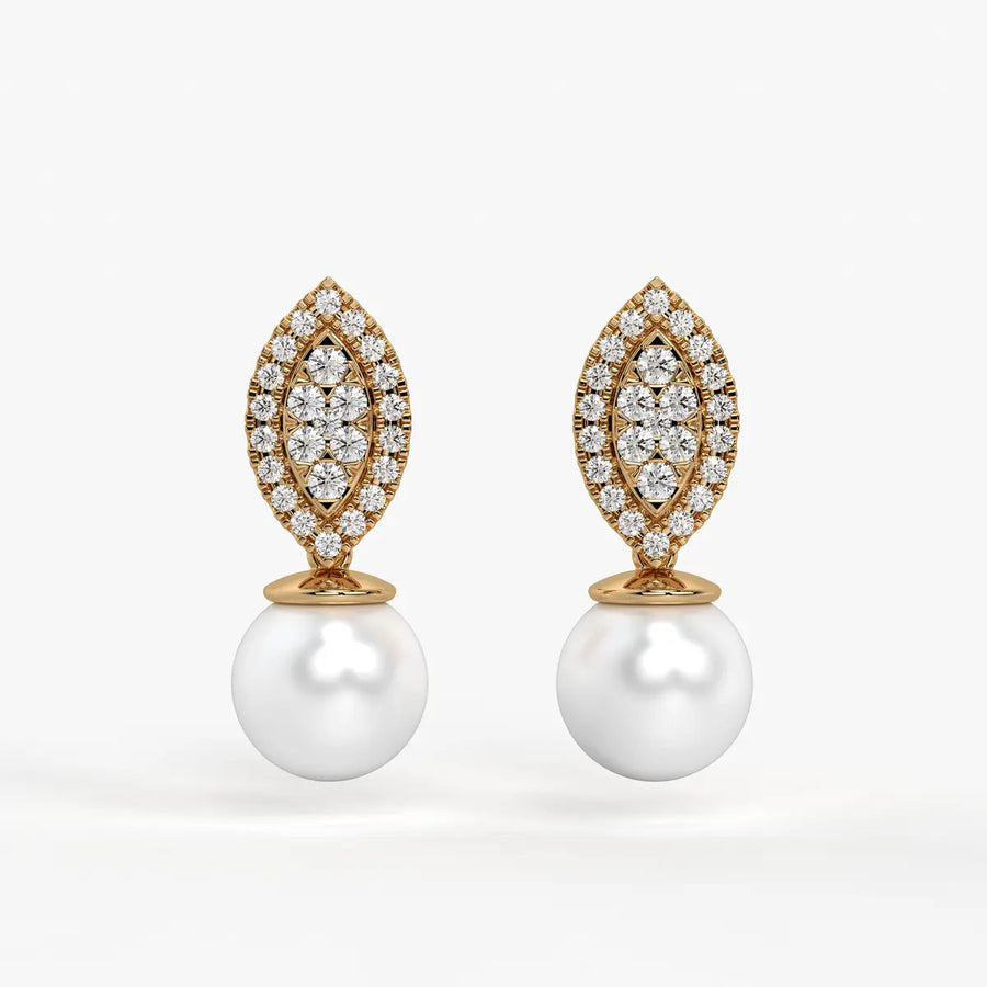 Marquise Cluster Pearl Drop Earrings