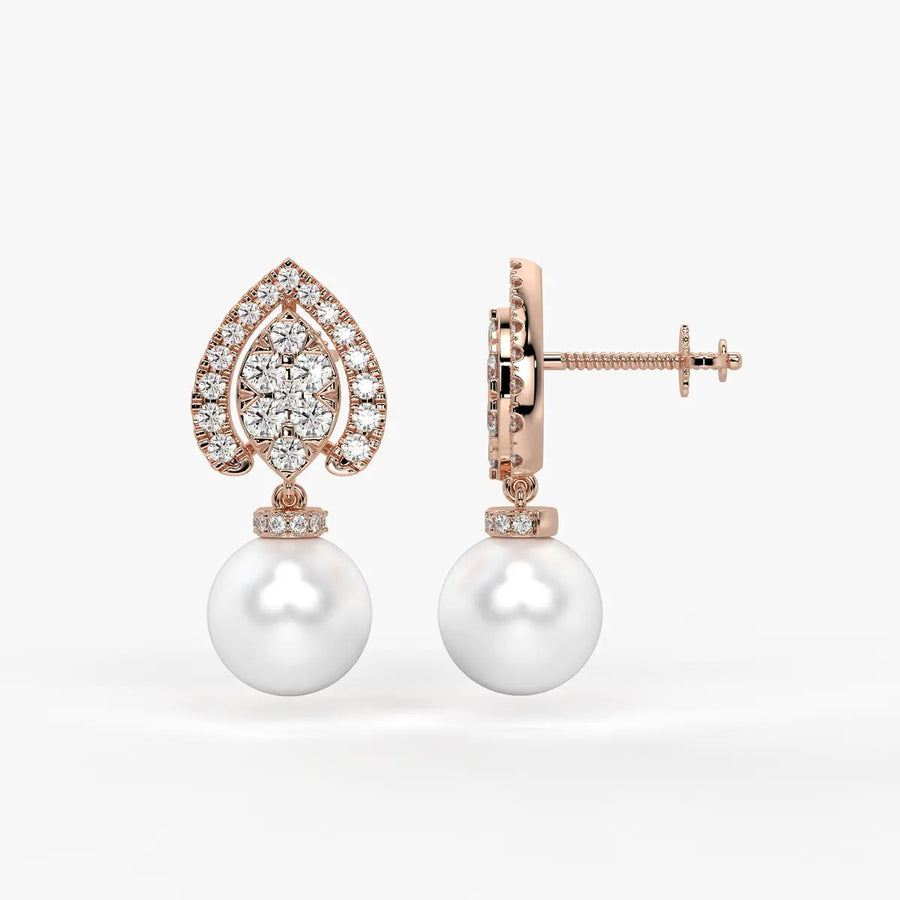 Teardrop Halo Pearl Drop Earrings