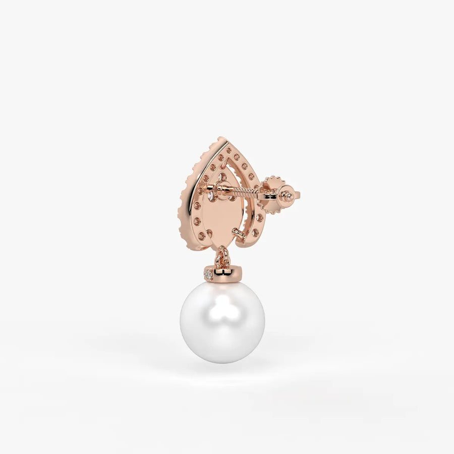 Teardrop Halo Pearl Drop Earrings