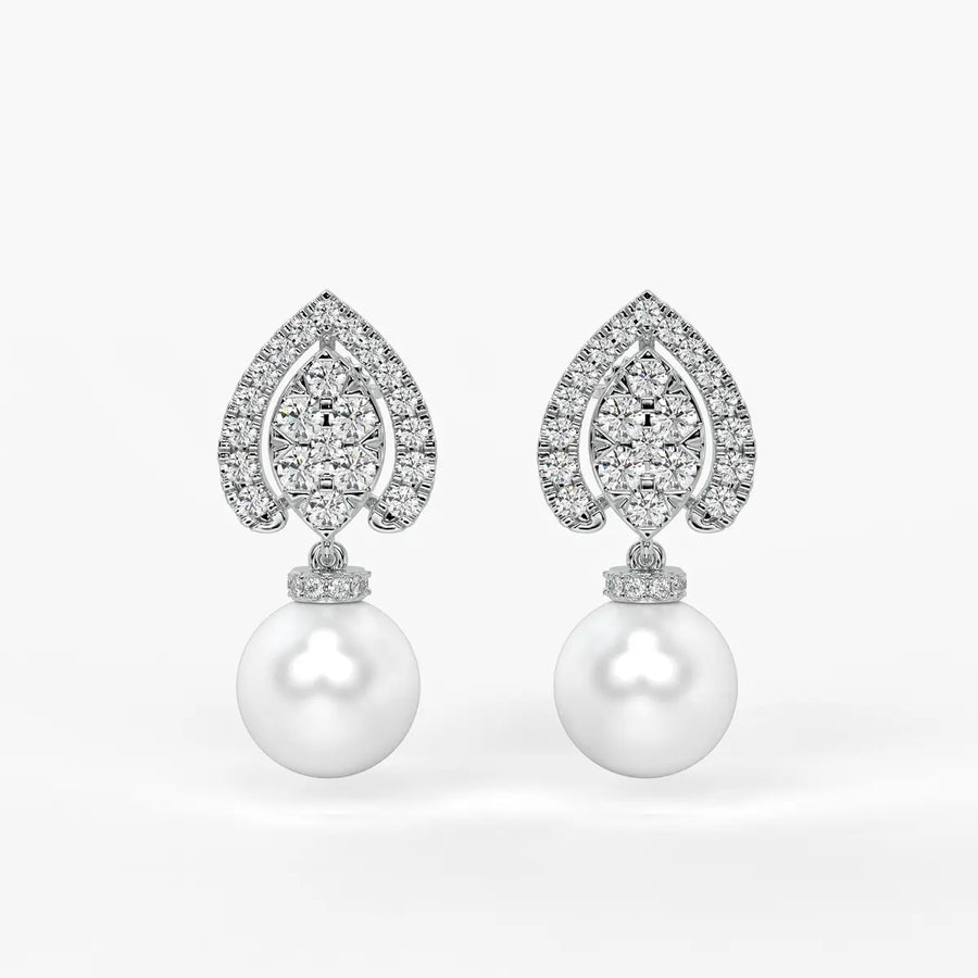 Teardrop Halo Pearl Drop Earrings