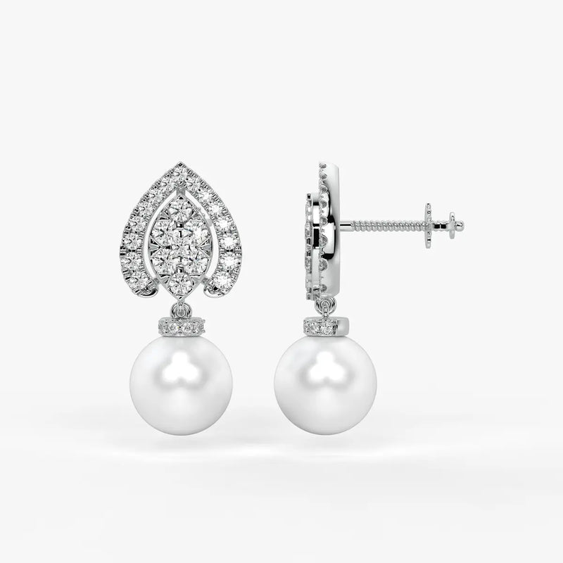 Teardrop Halo Pearl Drop Earrings