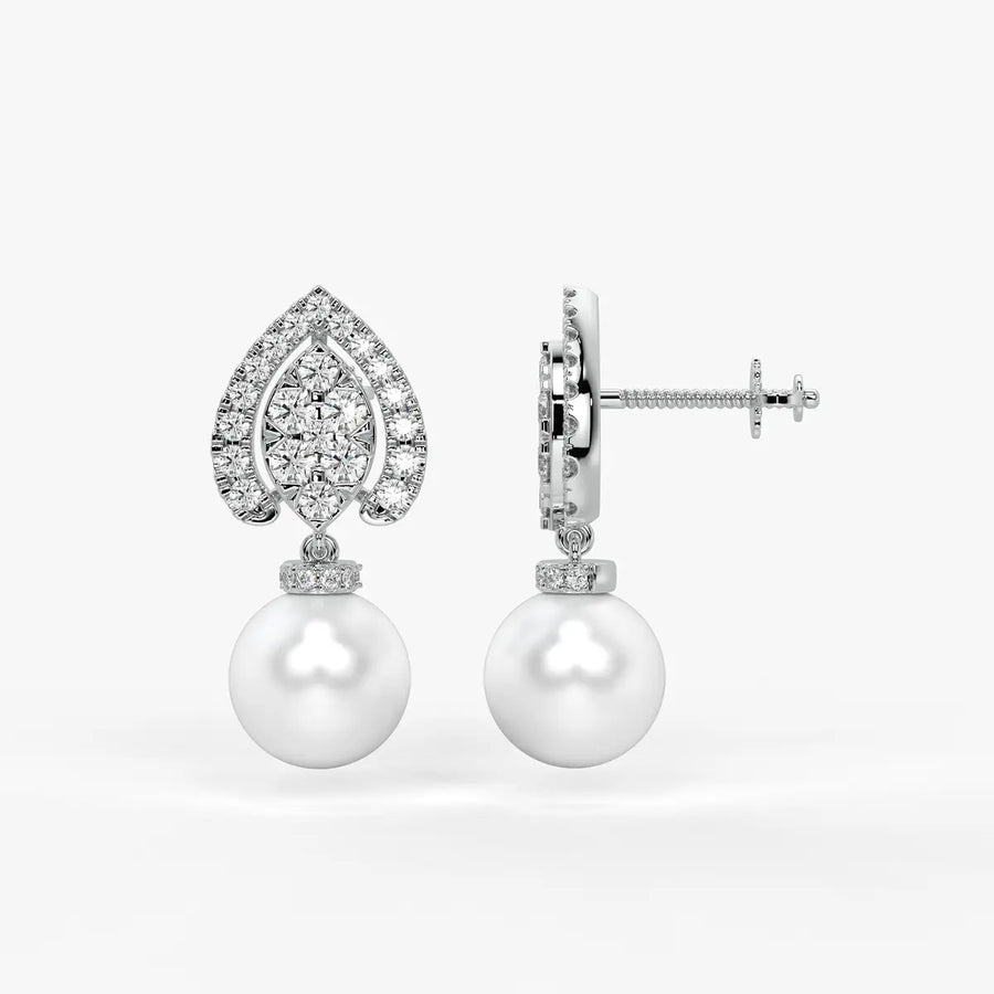Teardrop Halo Pearl Drop Earrings