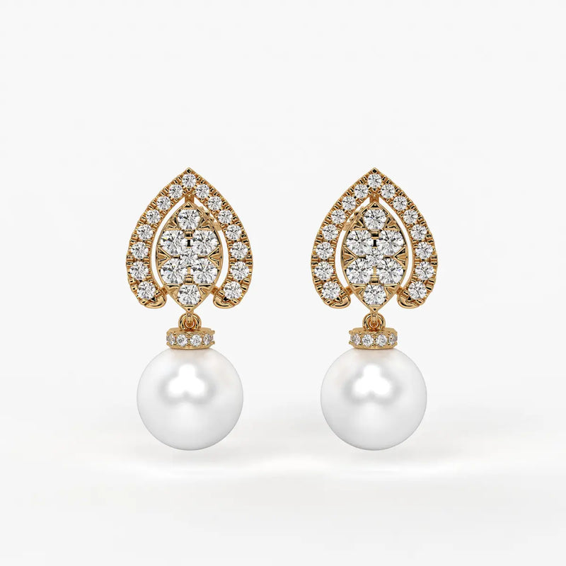 Teardrop Halo Pearl Drop Earrings