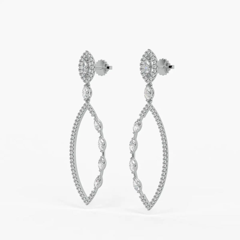 Marquise Halo Dangle Earrings