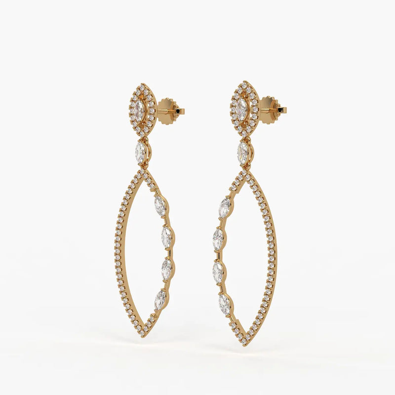 Marquise Halo Dangle Earrings