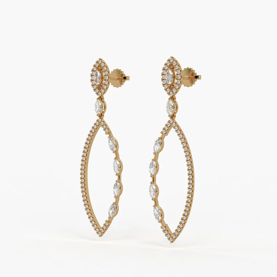 Marquise Halo Dangle Earrings