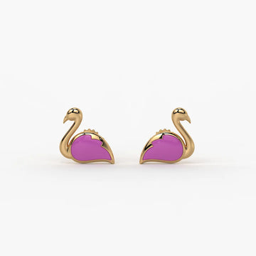Blush Swan Flamingo Charm Earrings