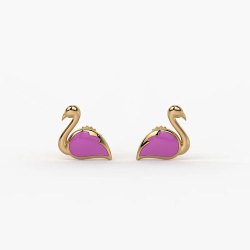 Blush Swan Flamingo Charm Earrings