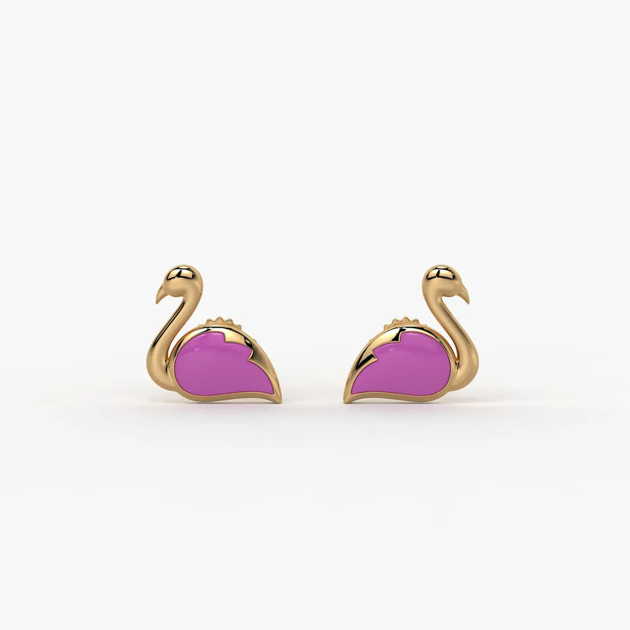 Blush Swan Flamingo Charm Earrings