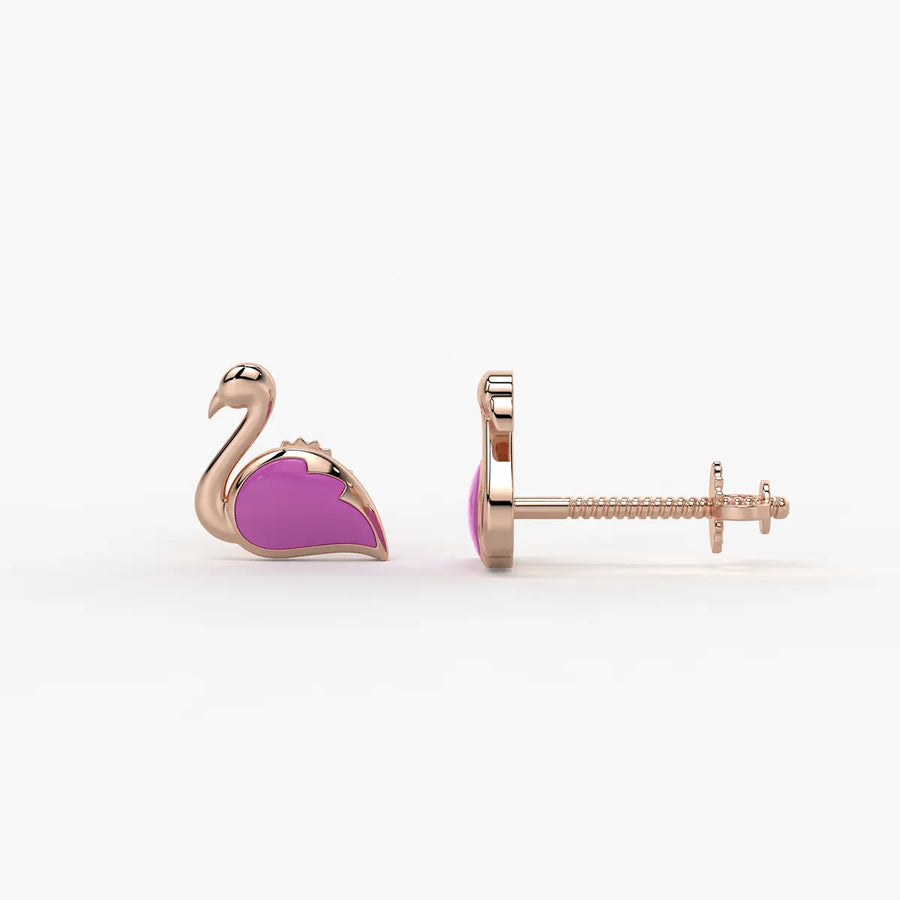 Blush Swan Flamingo Charm Earrings