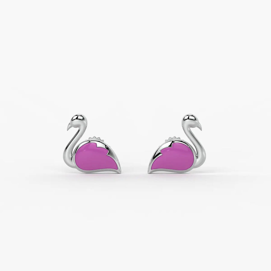 Blush Swan Flamingo Charm Earrings