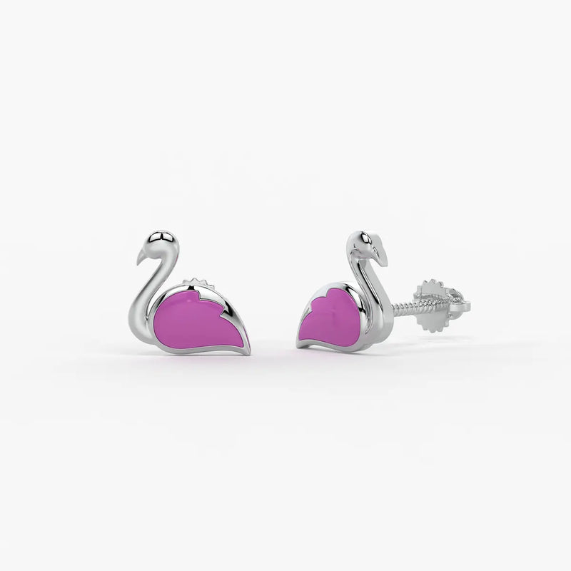 Blush Swan Flamingo Charm Earrings
