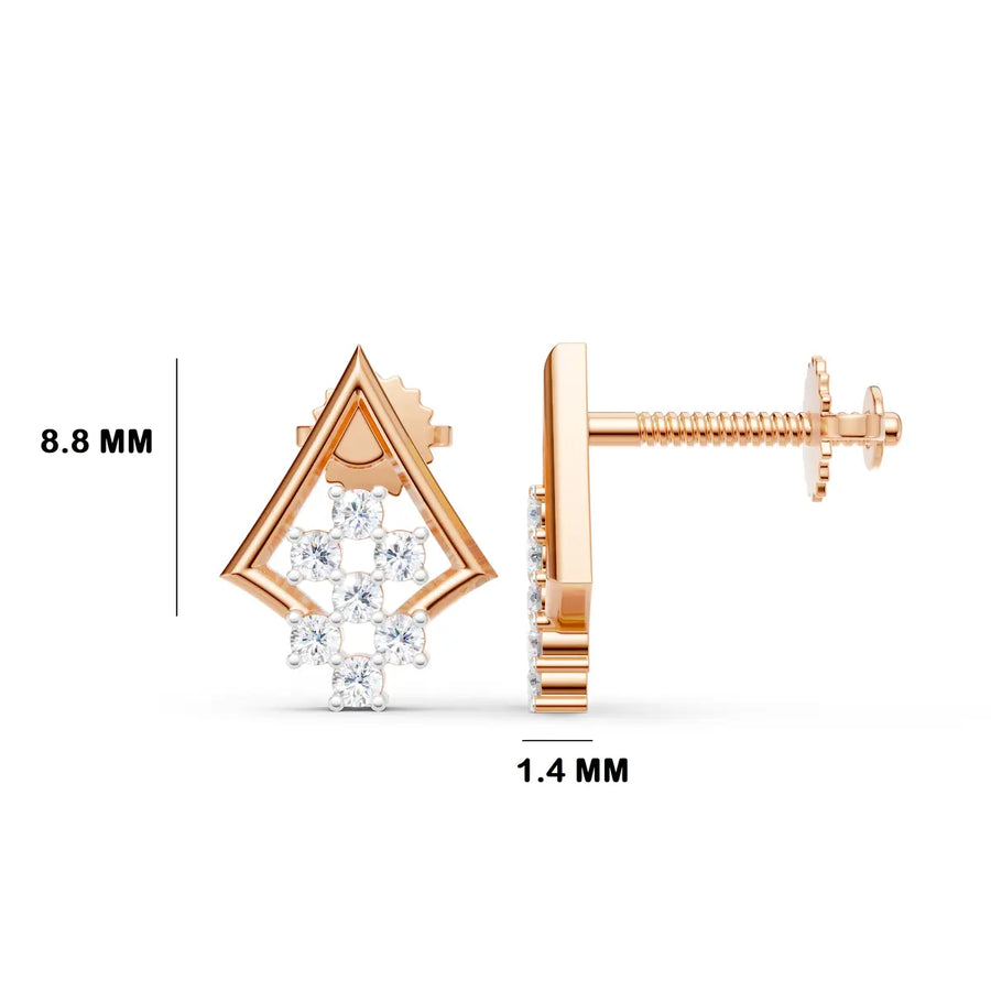 Rhombus Matrix Diamond Drop Earrings