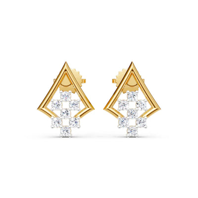 Rhombus Matrix Diamond Drop Earrings