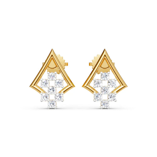 Rhombus Matrix Diamond Drop Earrings