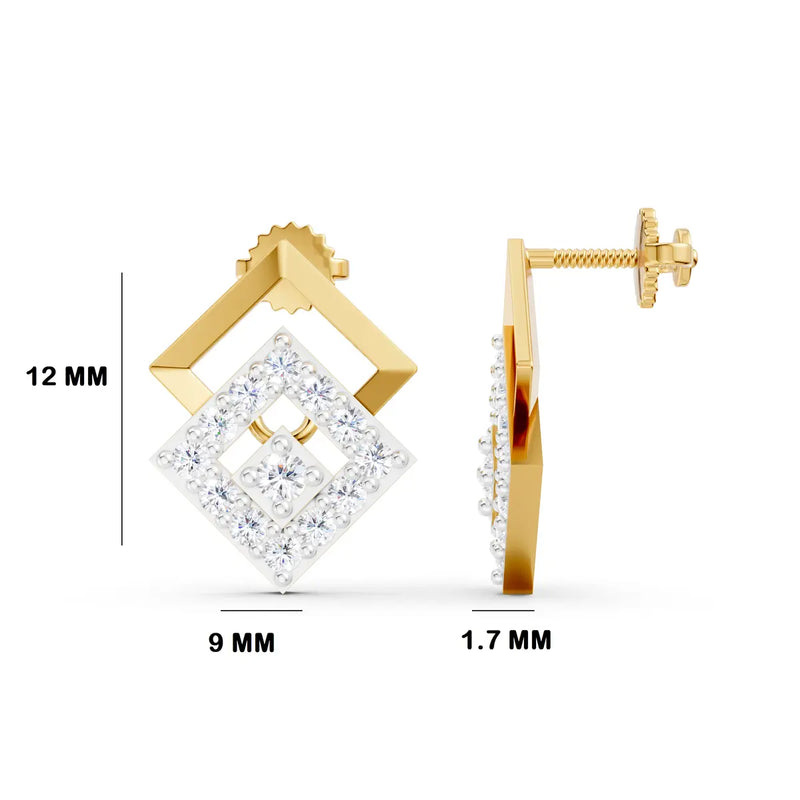 Concentric Quadrant Diamond Drop Earrings