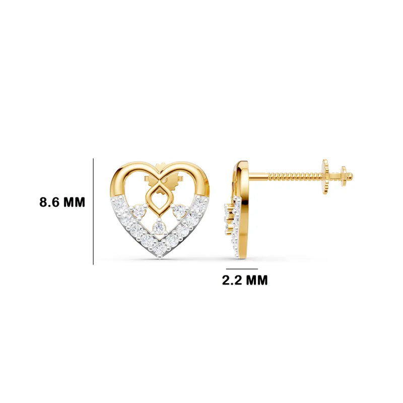 Zia Tiara Heart Diamond Earrings