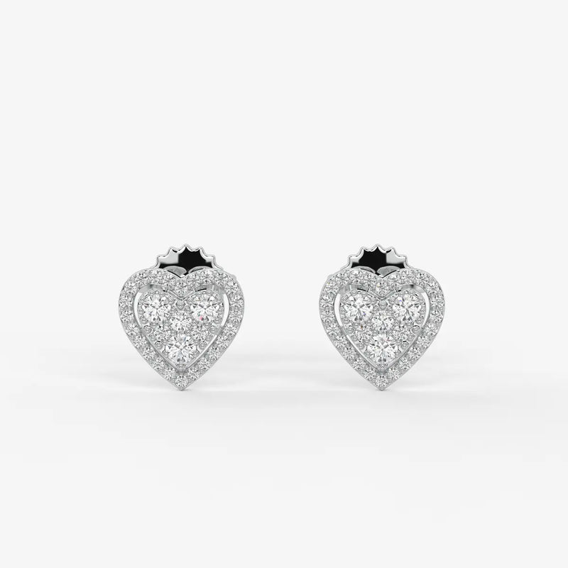 Amorette Cluster Heart Diamond Stud Earrings