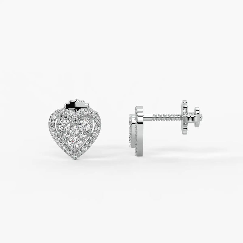 Amorette Cluster Heart Diamond Stud Earrings