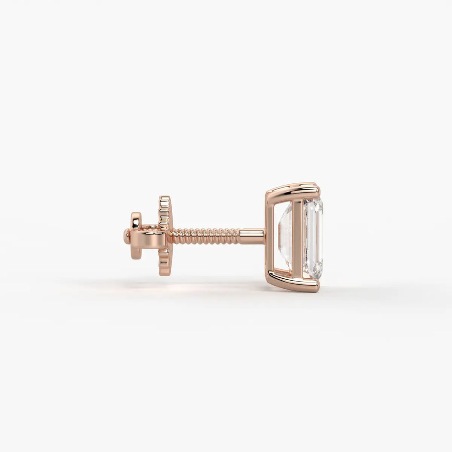 Esmera Emerald Diamond Solitaire Stud Earrings