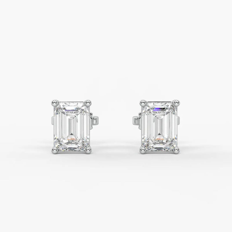 Esmera Emerald Diamond Solitaire Stud Earrings