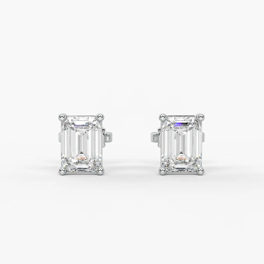 Esmera Emerald Diamond Solitaire Stud Earrings