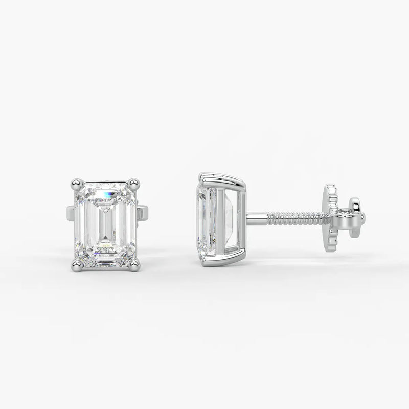 Esmera Emerald Diamond Solitaire Stud Earrings