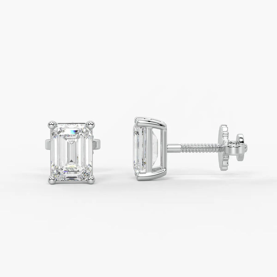 Esmera Emerald Diamond Solitaire Stud Earrings