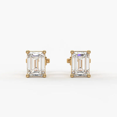 Esmera Emerald Diamond Solitaire Stud Earrings