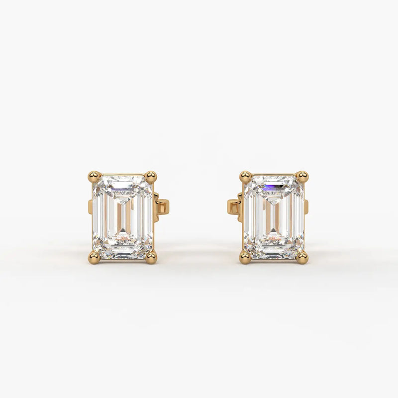 Esmera Emerald Diamond Solitaire Stud Earrings