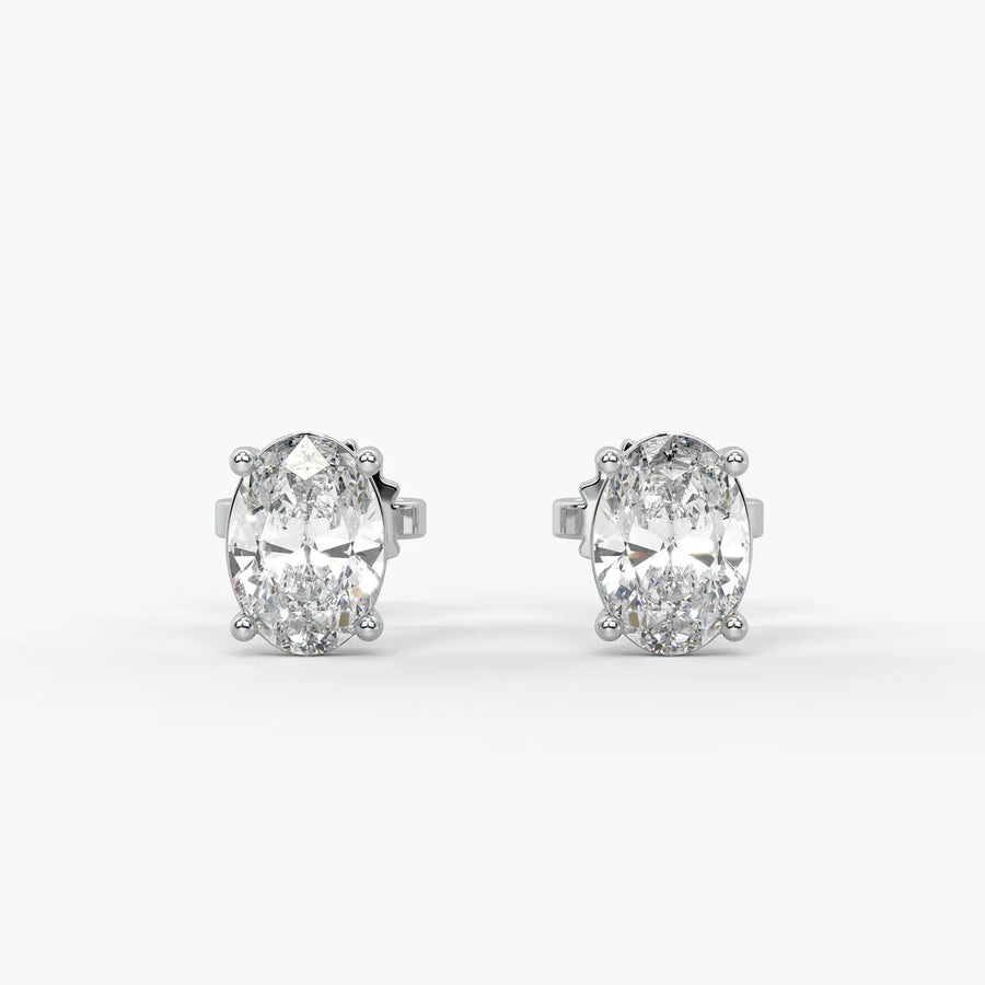 Ovalisse Diamond Solitaire Stud Earrings