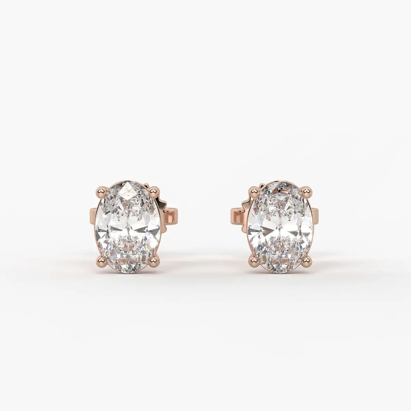 Ovalisse Diamond Solitaire Stud Earrings