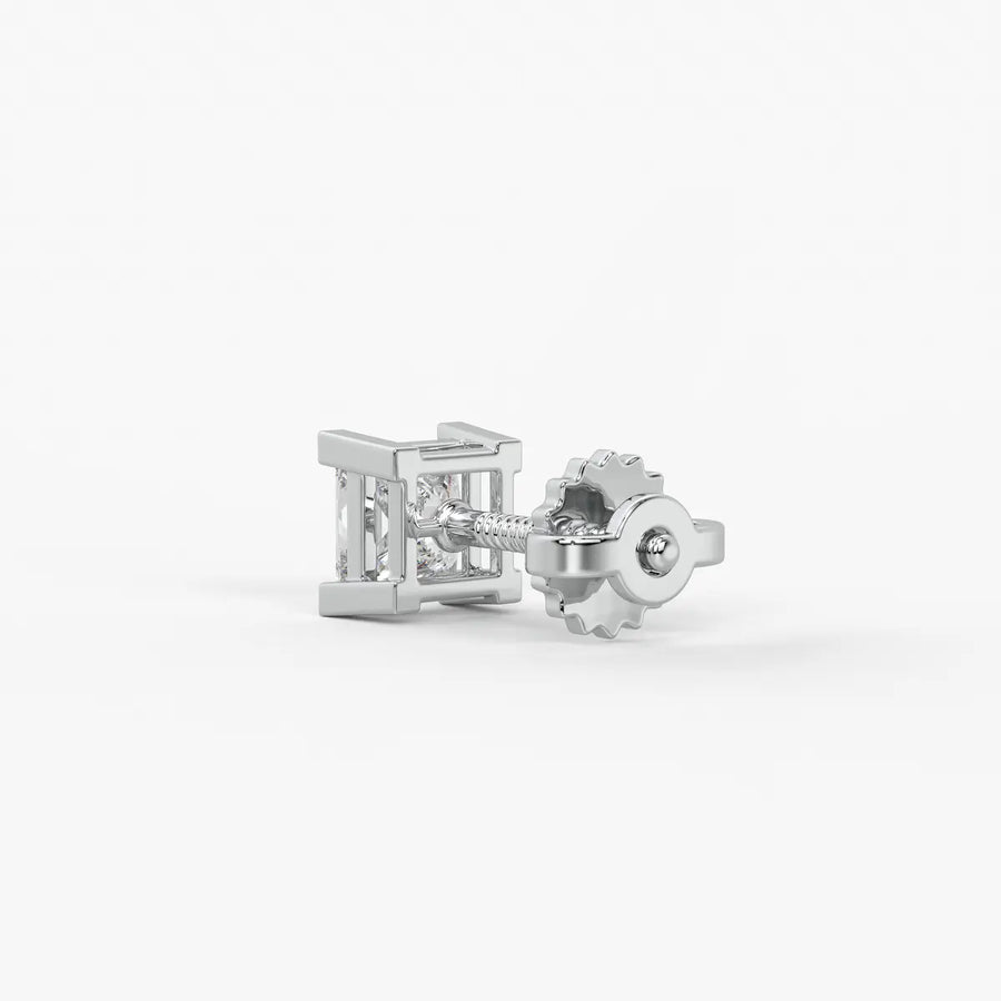 Pristelle Princess Diamond Solitaire Stud Earrings