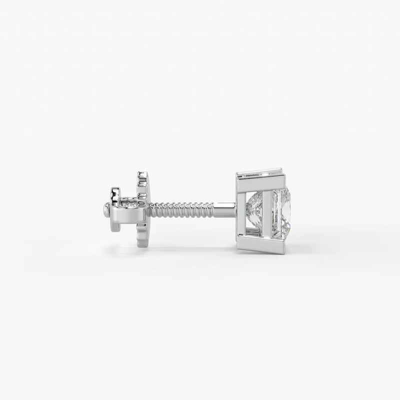 Pristelle Princess Diamond Solitaire Stud Earrings