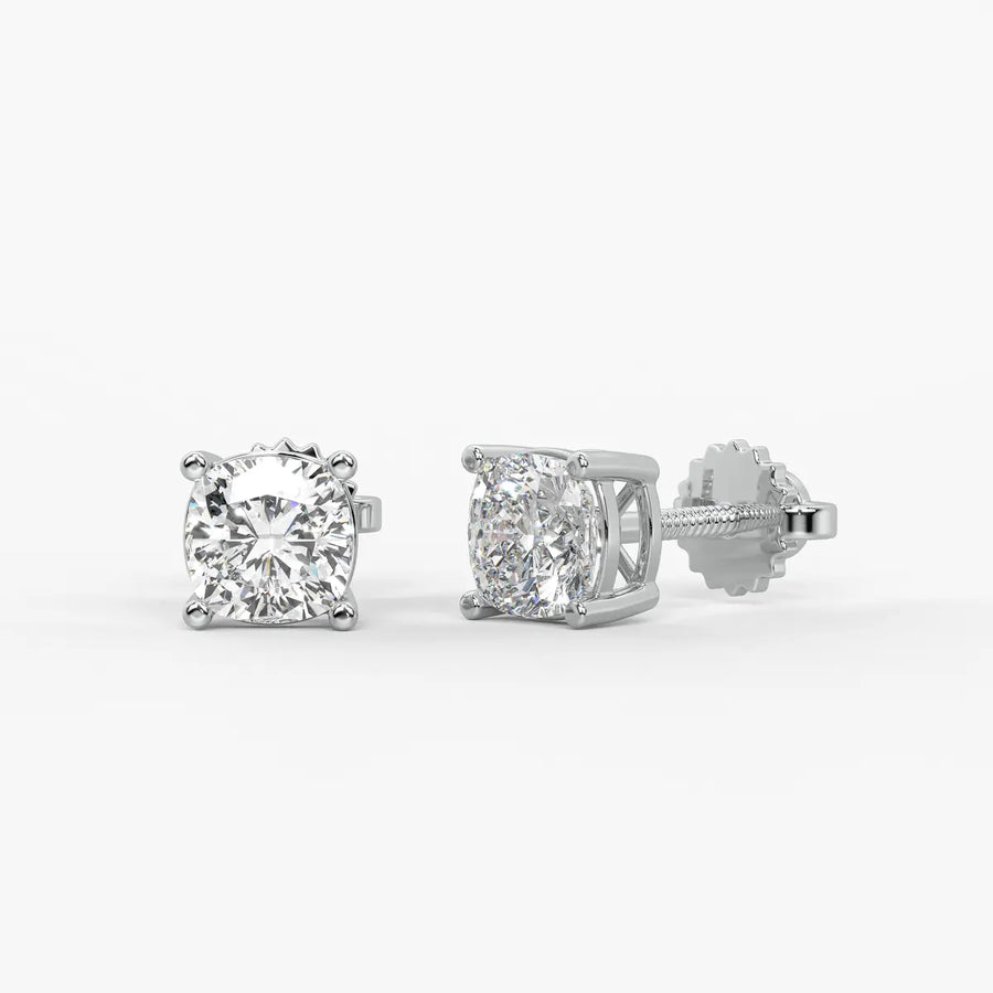 Lunessa Cushion Diamond Solitaire Stud Earrings