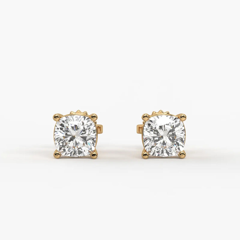 Lunessa Cushion Diamond Solitaire Stud Earrings