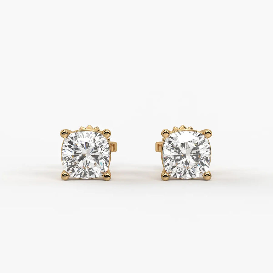 Lunessa Cushion Diamond Solitaire Stud Earrings