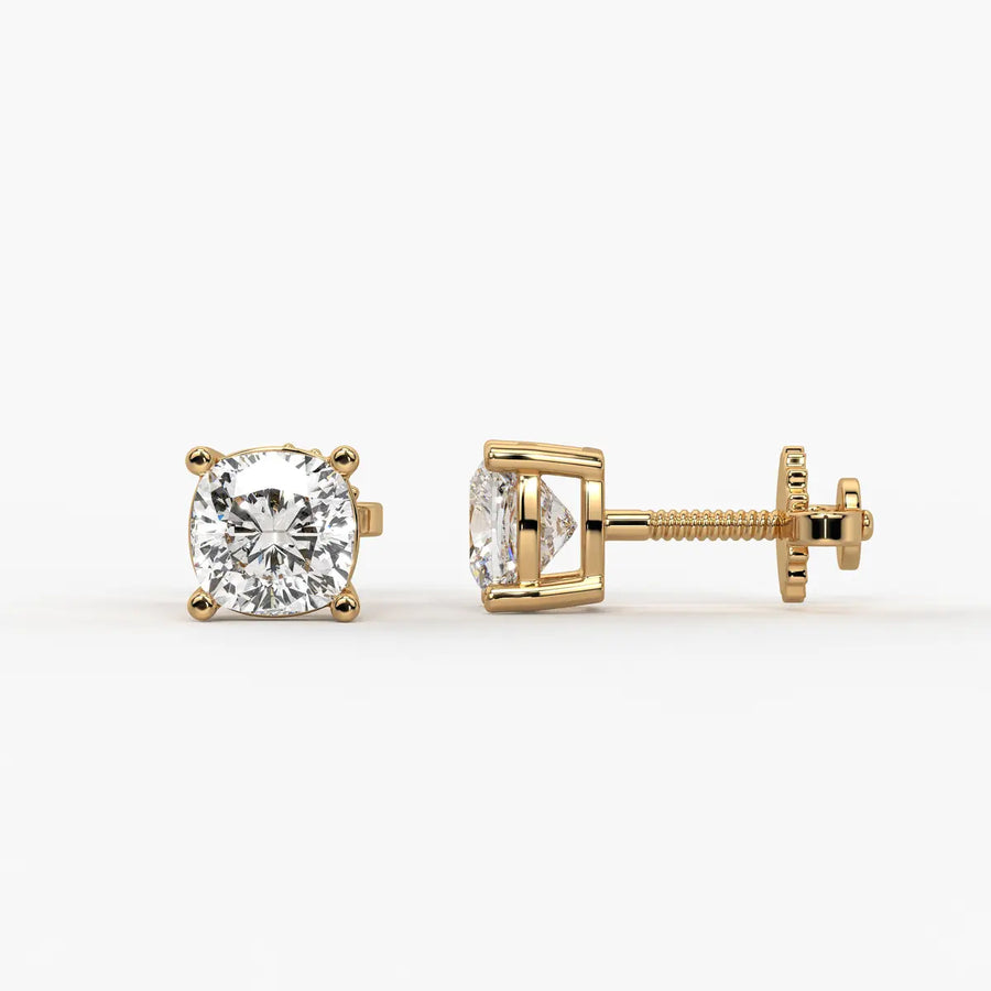 Lunessa Cushion Diamond Solitaire Stud Earrings