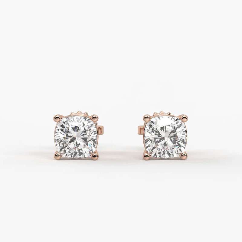 Lunessa Cushion Diamond Solitaire Stud Earrings