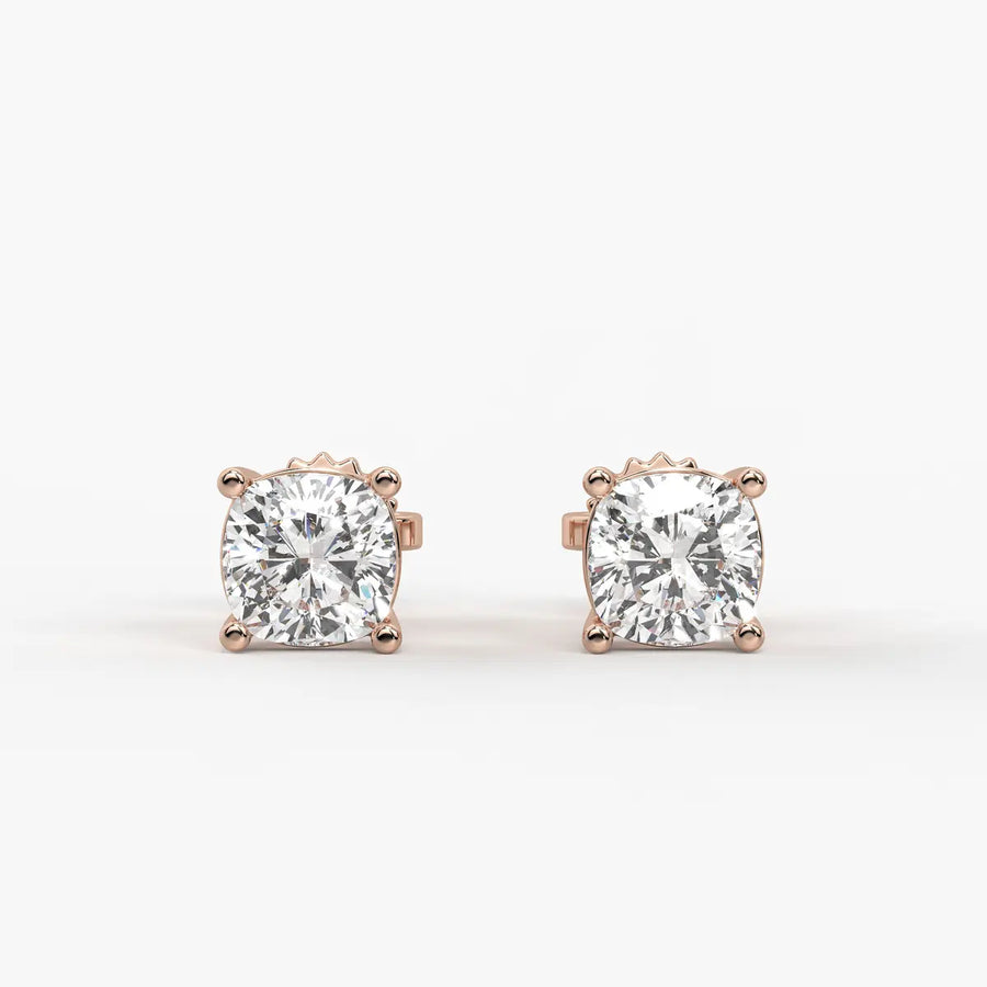 Lunessa Cushion Diamond Solitaire Stud Earrings