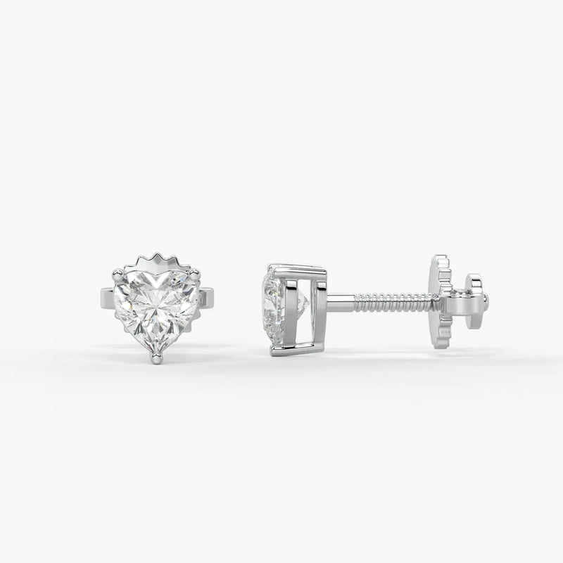 Avelune Heartfire Solitaire Studs