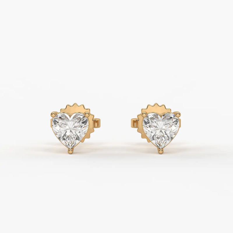 Avelune Heartfire Solitaire Studs