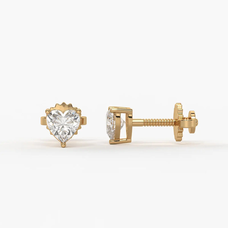 Avelune Heartfire Solitaire Studs